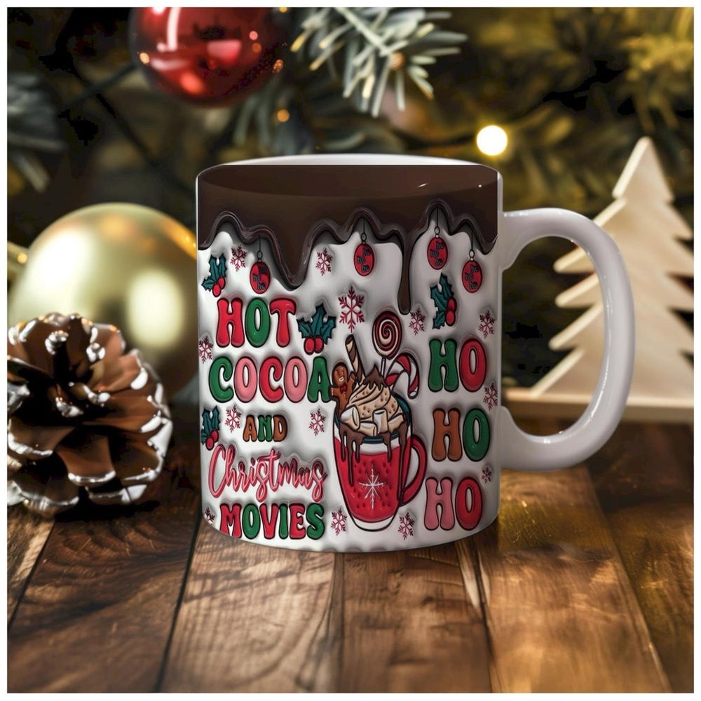 Festive Christmas Mug with Hot Cocoa Design